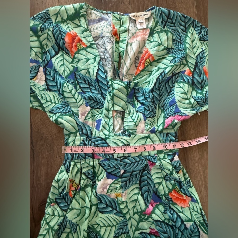 Mara Hoffman Bandeau Romper in Leaf Linen Size 0 - Picture 9 of 10
